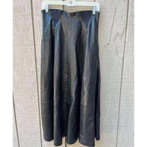 Vintage Black Long Leather Bagatelle Witch Skirt - Size 6 - SEE PHOTOS - Picture 1 of 11
